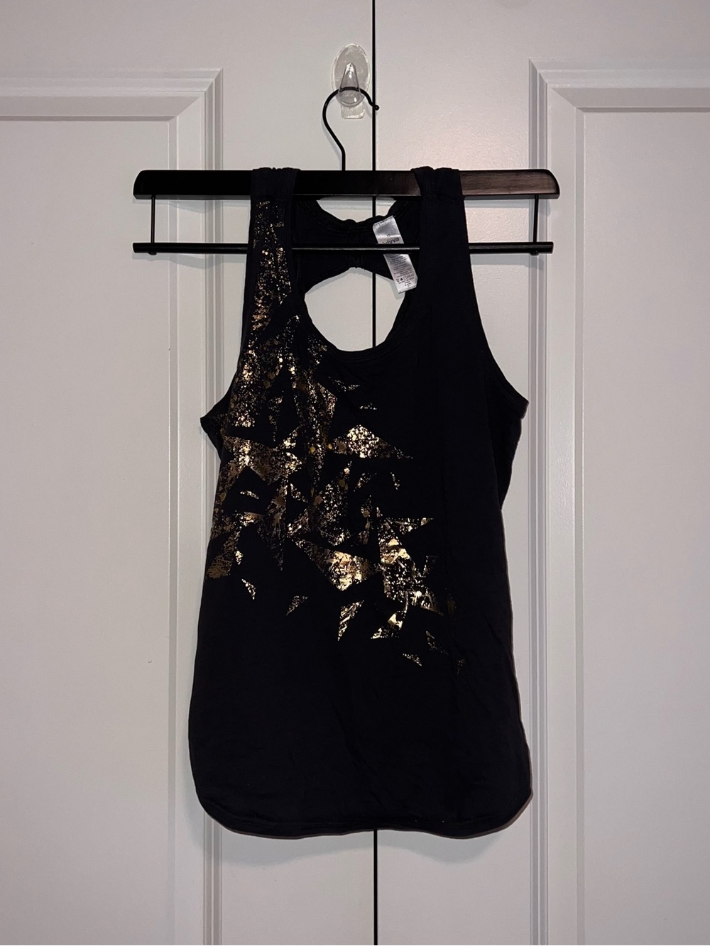 Ivivva By Lululemon Black Racerback Tank with Metallic Gold Starburst Accents